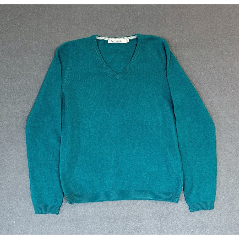 Isle Pure Cashmere Sweater Womens Pullover Soft Top Blue Teal Turquoise Size XS